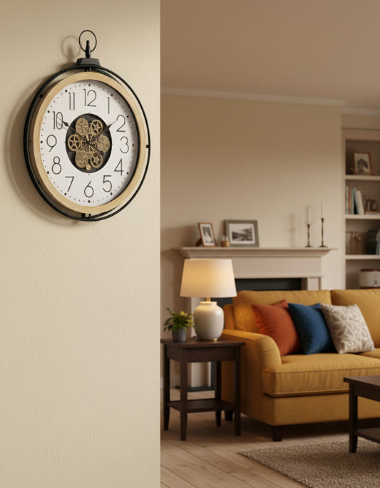 Large Round Wall Cog Clock