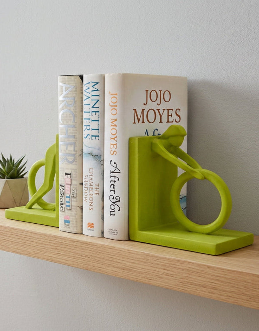 Green Cyclist Bookends