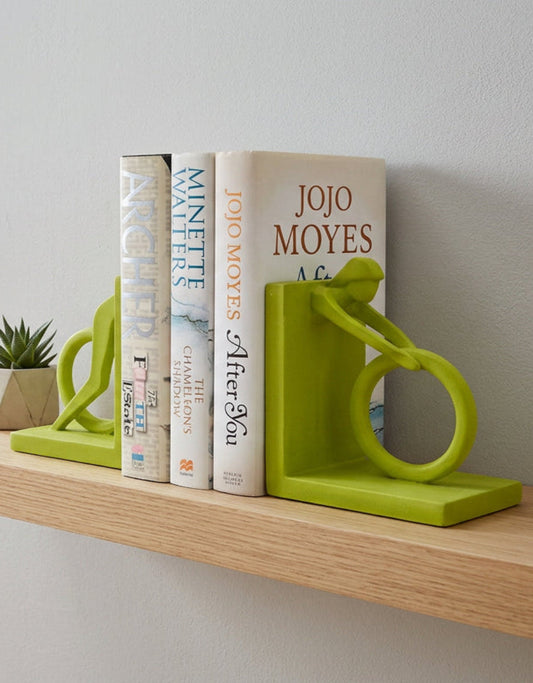 Green Cyclist Bookends