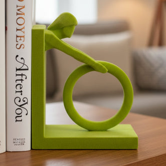 Green Cyclist Bookends