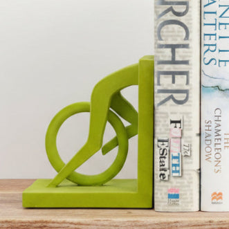 Green Cyclist Bookends
