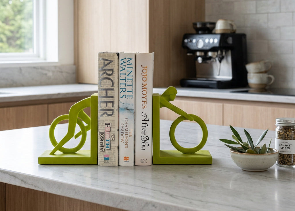 Green Cyclist Bookends