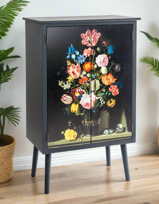 Floral Bouquet Boho Side Cabinet