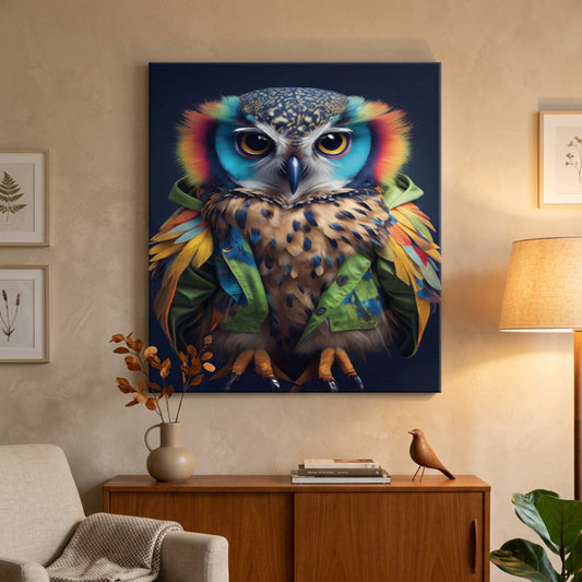 Owl Glass Wall Art - H90 x W60 cm