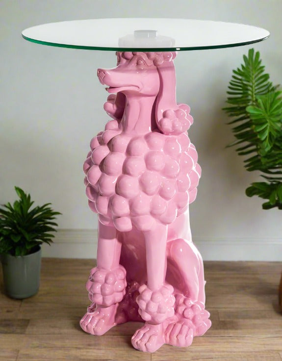 Sitting Pink Poodle Side Table