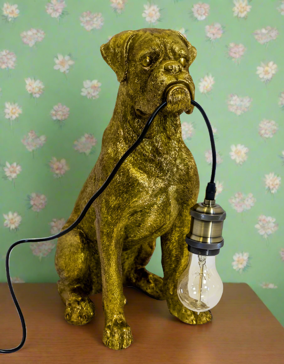 Sitting Boxer Dog Table Lamp