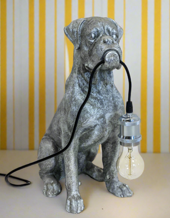 Sitting Boxer Dog Table Lamp